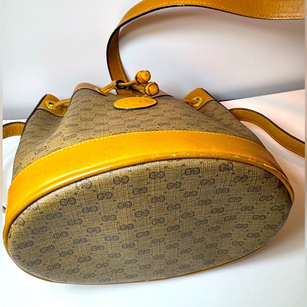 Gucci Monogram Bucket Bag Crossbody GG Bamboo Authentic RARE Vintage 1980s - Picture 7 of 16